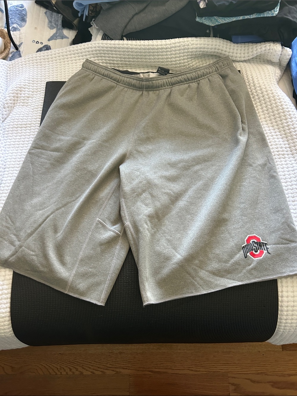 Nike Gray Athletic Shorts with Red Ohio State Logo